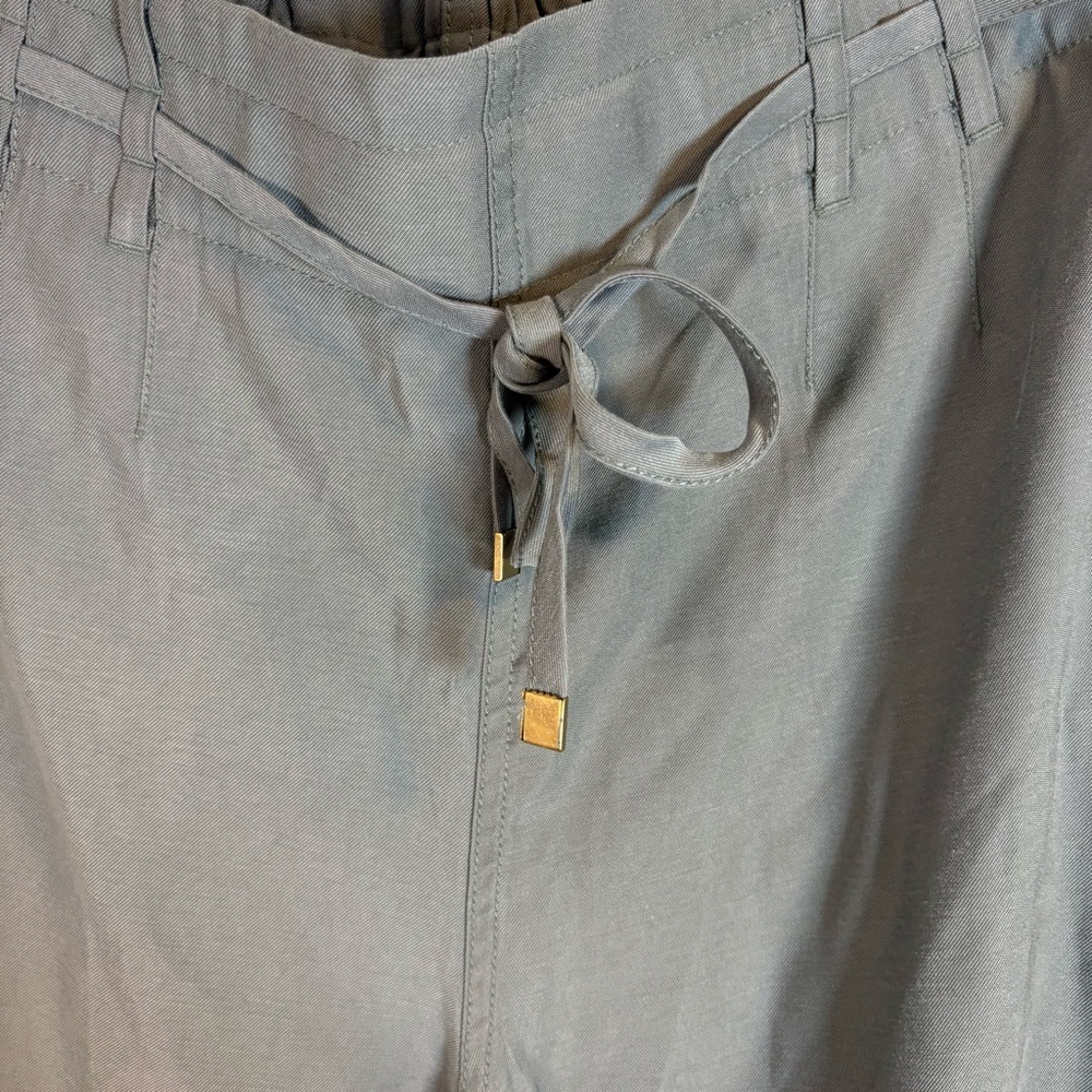NWT Penningtons Women’s Wide‑Leg Paper Bag Pants Dark Olive Green, Size 16 - Picture 4 of 7